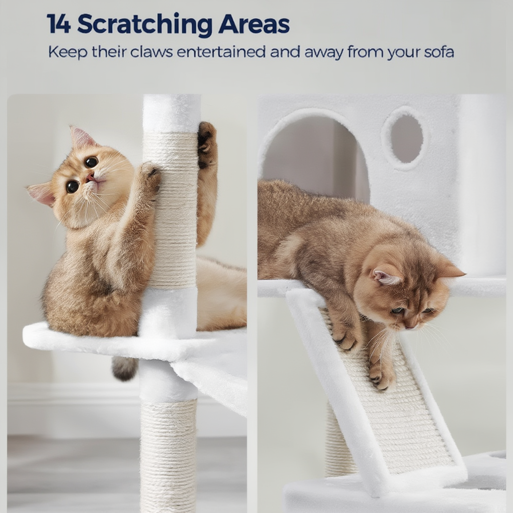 Cambridge 206cm Large Cat Tree Tower & Scratching Post  | Cat Furniture