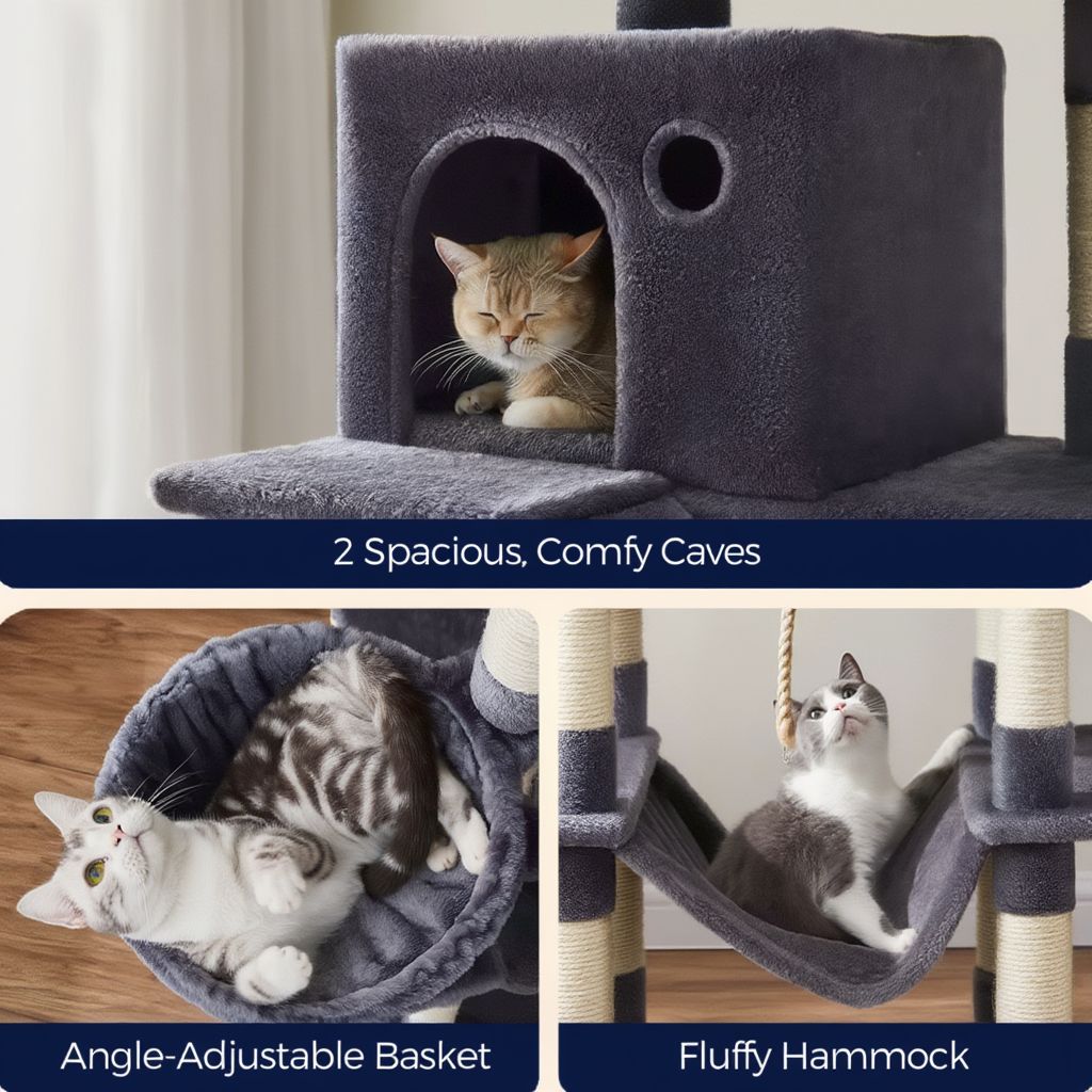 Cambridge 206cm Large Cat Tree Tower & Scratching Post  | Cat Furniture
